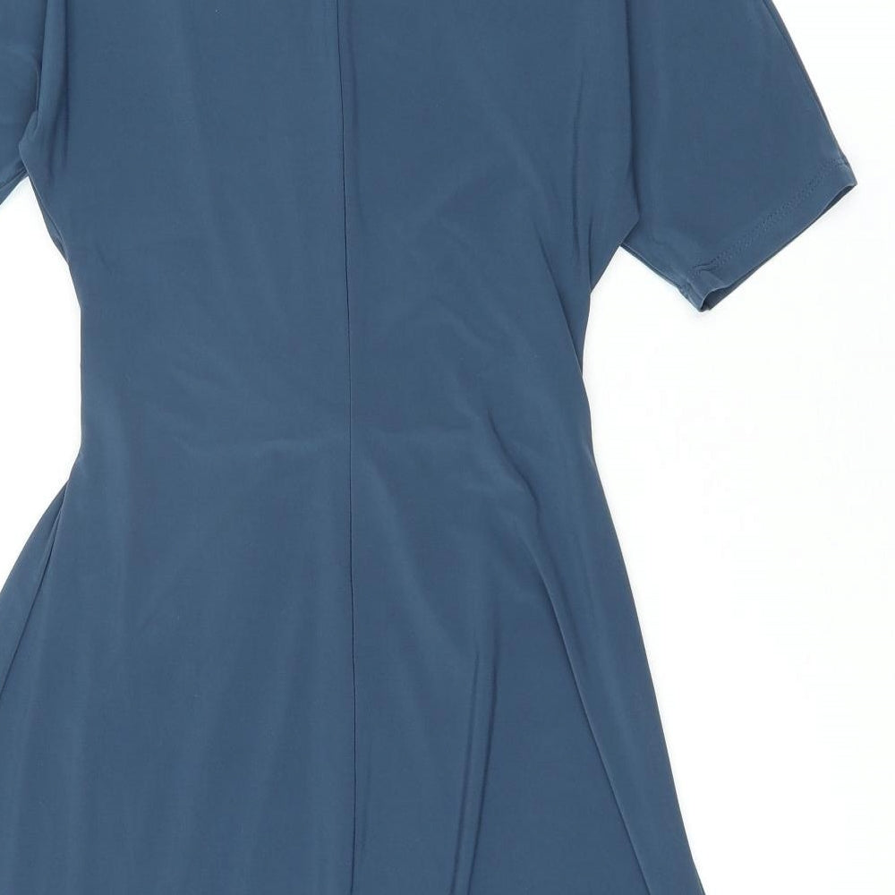 Topshop Womens Blue Polyester A-Line Size 6 Round Neck Pullover - Twist Belt
