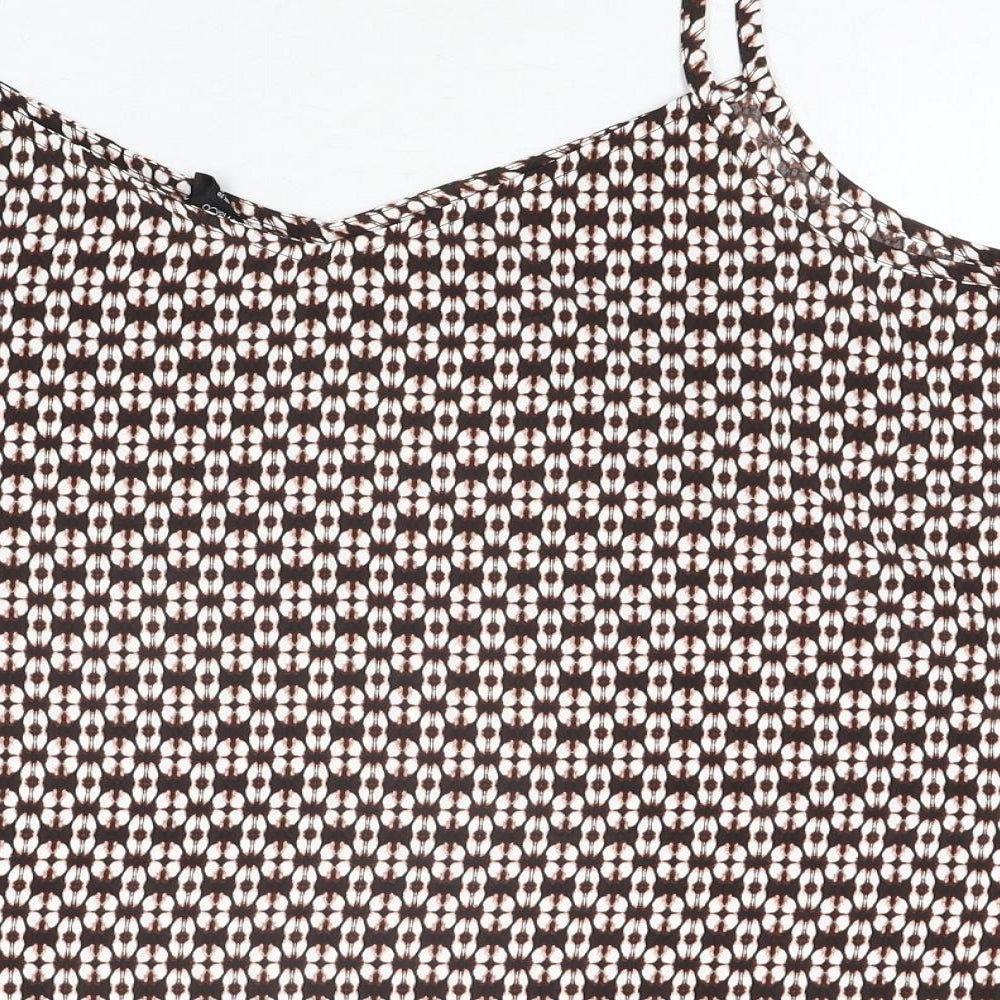 M&Co Womens Beige Geometric Polyester Basic Blouse Size 20 Sweetheart
