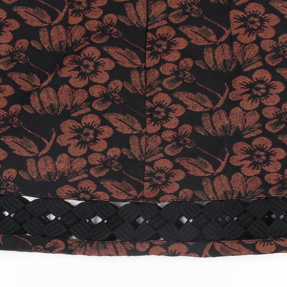 Topshop Womens Multicoloured Floral Polyester A-Line Skirt Size 8 Zip