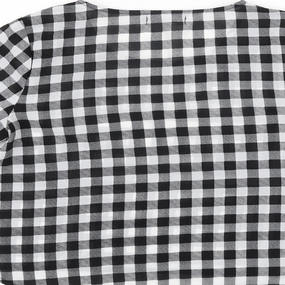 Missguided Womens Black Check Polyester Basic Blouse Size 10 Round Neck