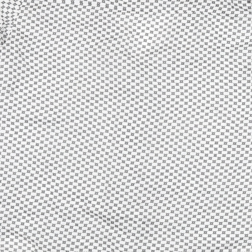 Mango Womens White Geometric Polyester Basic Button-Up Size S V-Neck