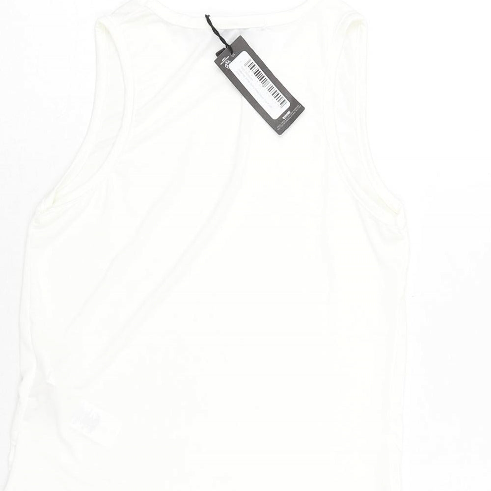 PRETTYLITTLETHING Womens White Polyester Basic Tank Size 6 Round Neck