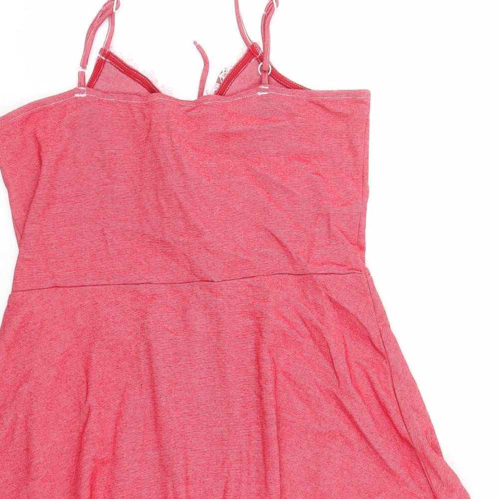 Divided by H&M Womens Red Viscose Fit & Flare Size 16 V-Neck Pullover