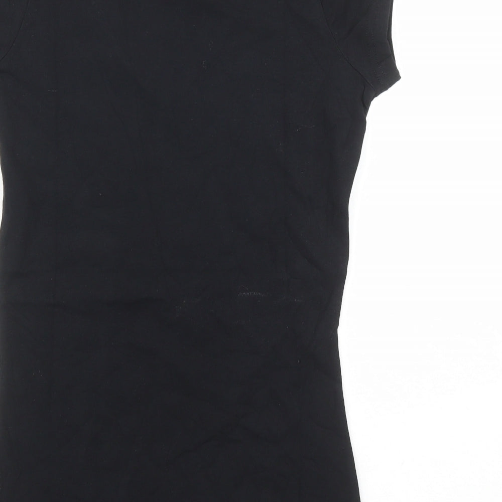 Spirit of Arabia Womens Black Cotton Basic T-Shirt Size S V-Neck