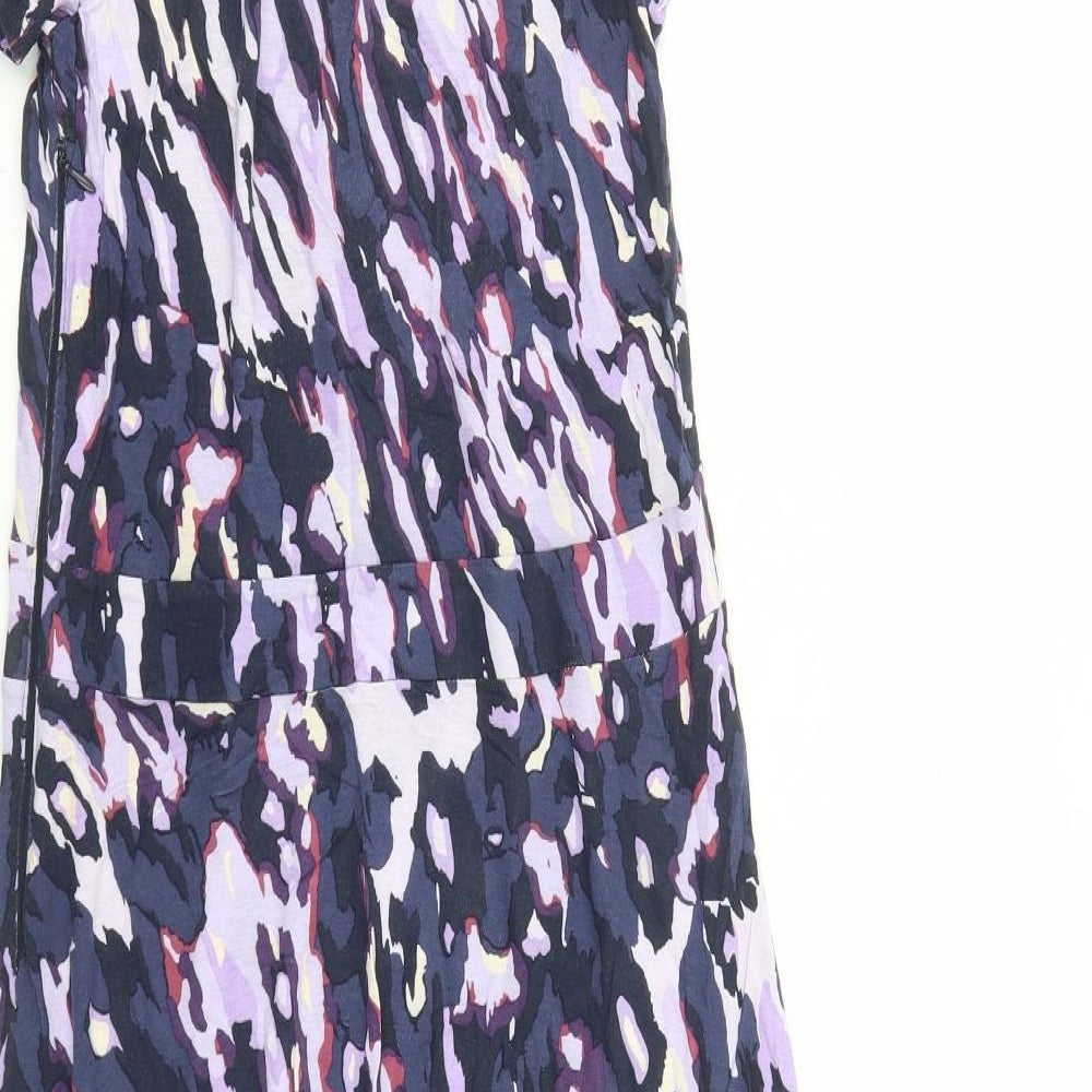 Great Plains Womens Purple Geometric Viscose A-Line Size S V-Neck Pullover