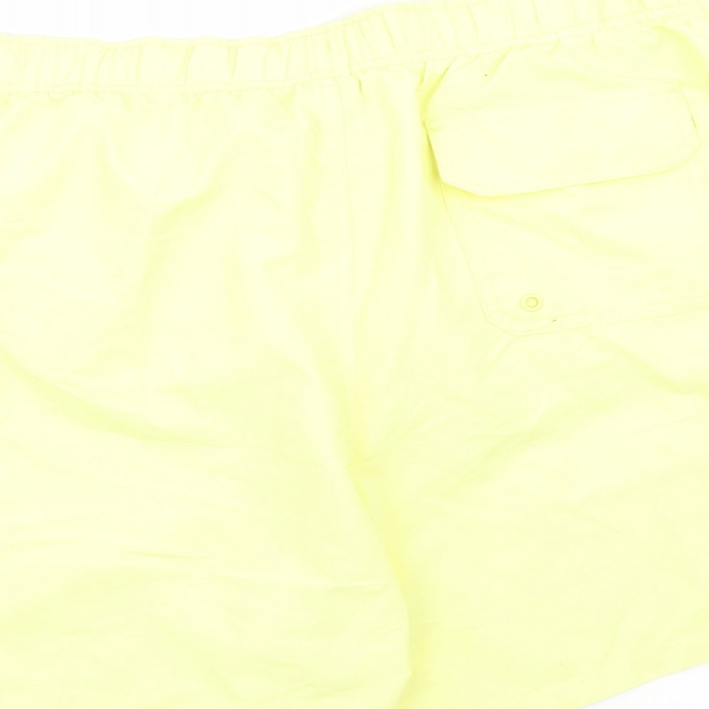 Marks & Spencer Mens Yellow Polyester Sweat Shorts Size 3XL L6 in Regular Drawstring - Elasticated Waist Swim Shorts Pockets