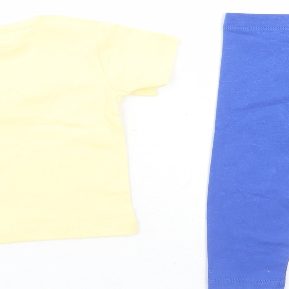 Marks and Spencer Girls Multicoloured Cotton Trousers Set Outfit/Set Size 0-3 Months Snap - Bring Your Own Sunshine