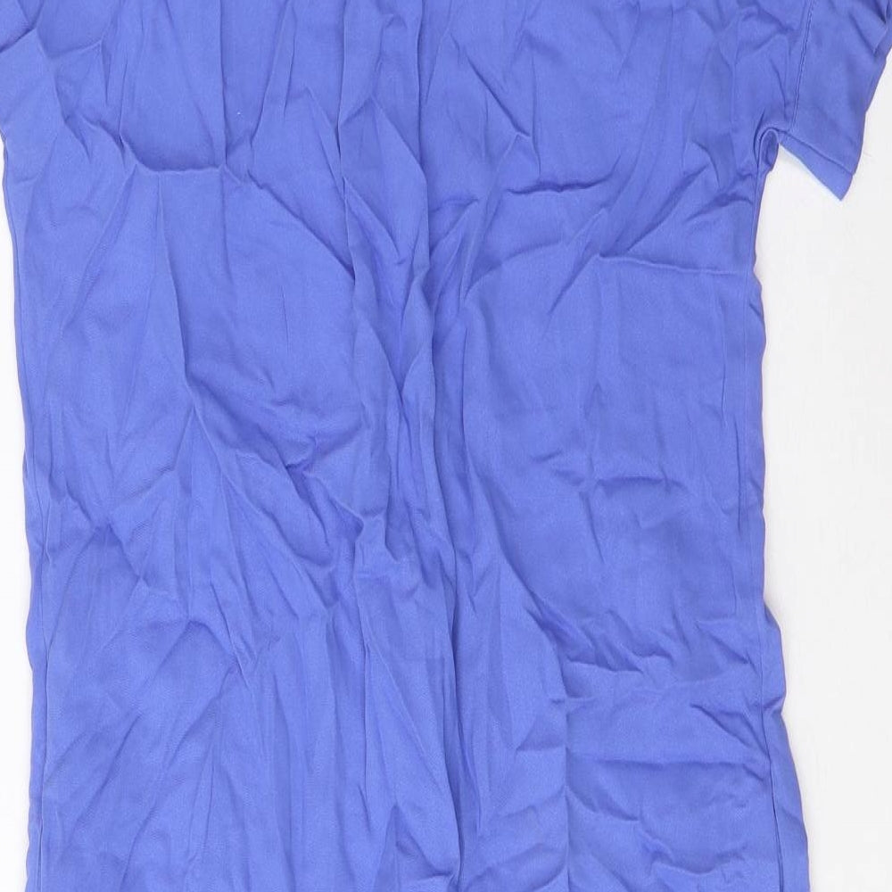 Marks & Spencer Womens Blue Viscose Shirt Dress Size 8 V-Neck Pullover