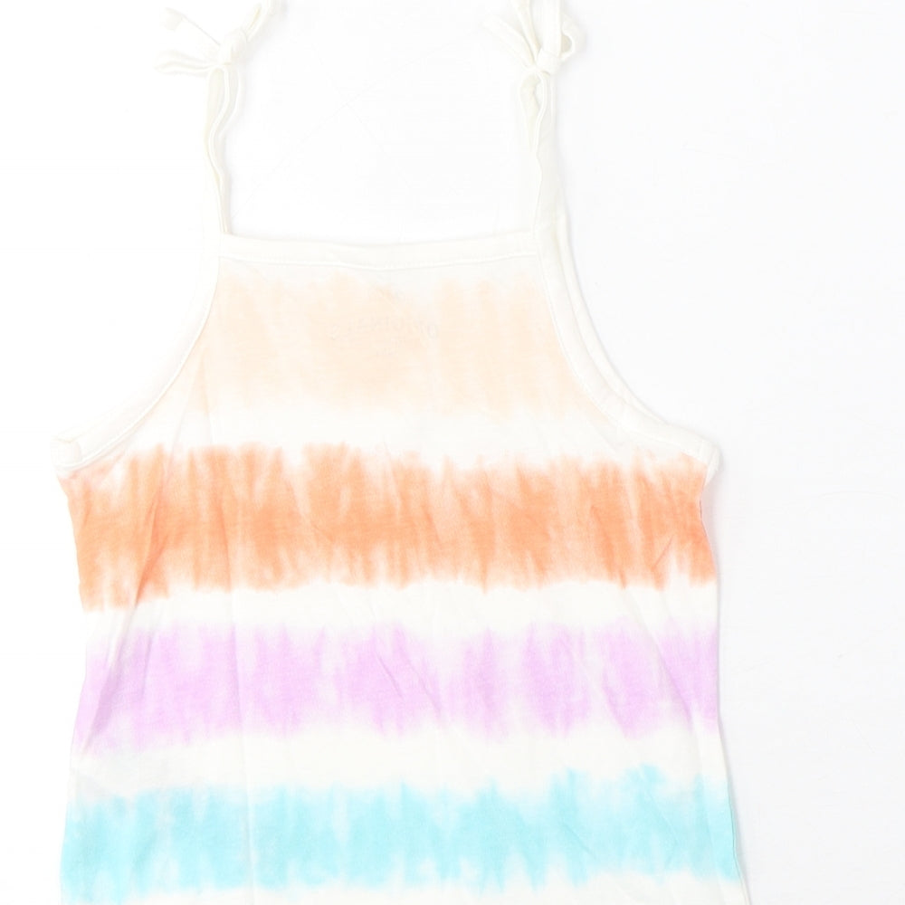 Marks & Spencer Girls Multicoloured Striped Cotton Basic Tank Size 3-4 Years Square Neck Pullover