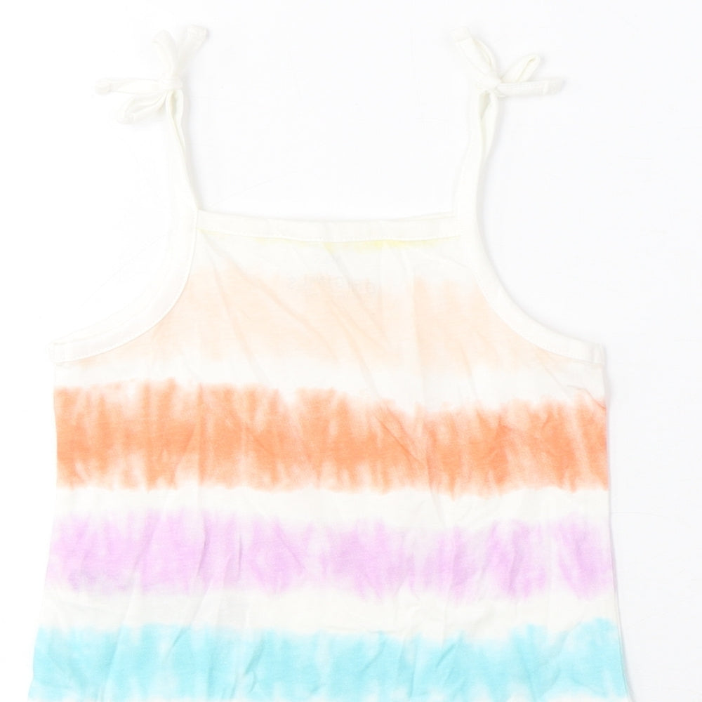 Marks & Spencer Girls Multicoloured Striped Cotton Basic Tank Size 3-4 Years Square Neck Pullover