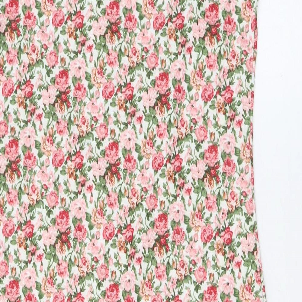 Style Plus Womens Pink Floral Polyester Bodycon Size M Round Neck Pullover