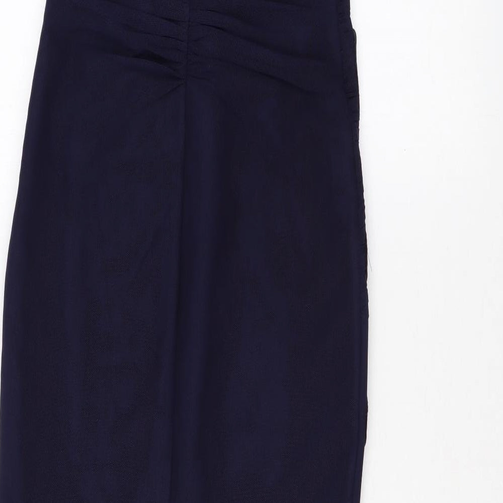 Lipsy Womens Blue Geometric Polyester Mermaid Size 8 One Shoulder Zip