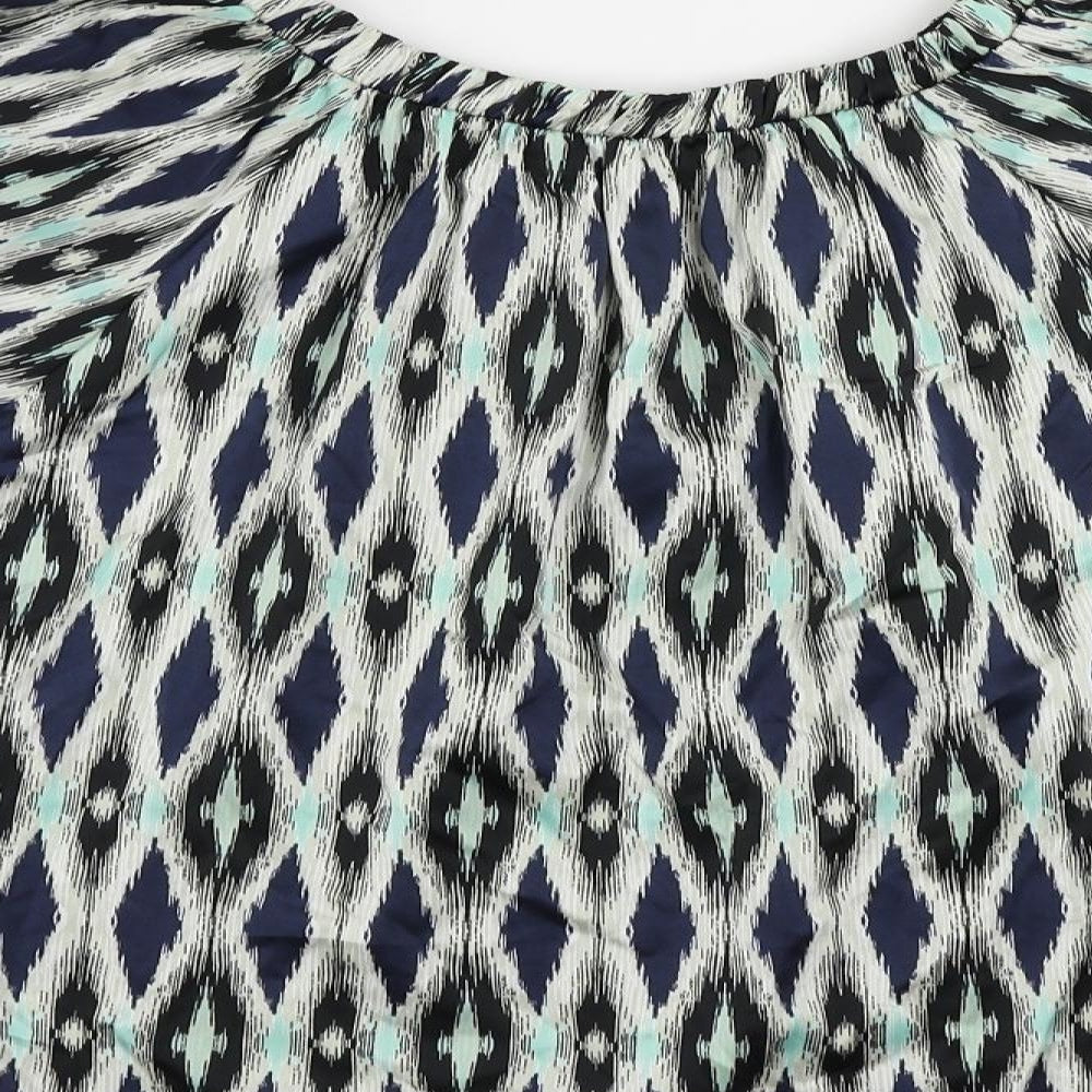 Marks & Spencer Womens Multicoloured Geometric Polyester Basic Blouse Size 8 Round Neck