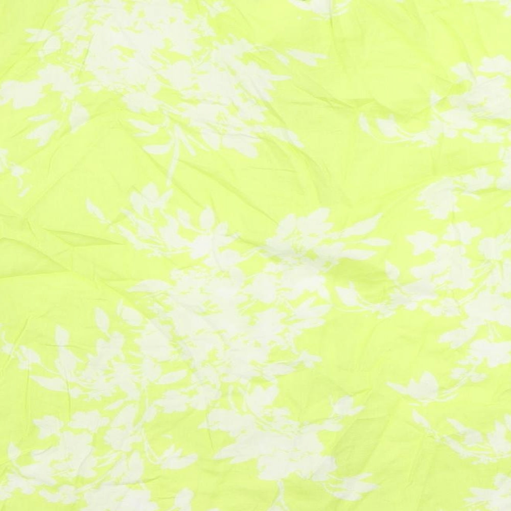 Marks & Spencer Womens Yellow Floral Cotton Basic Button-Up Size 6 V-Neck