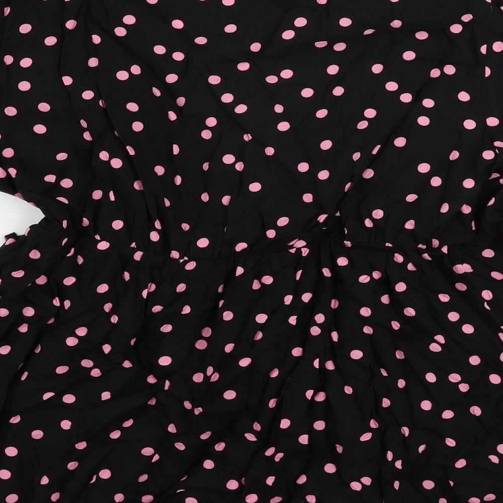 Marks & Spencer Womens Black Polka Dot Viscose Wrap Blouse Size 12 V-Neck