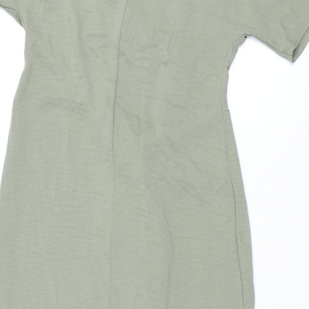Marks and Spencer Womens Green Polyester Shirt Dress Size 8 Collared Button
