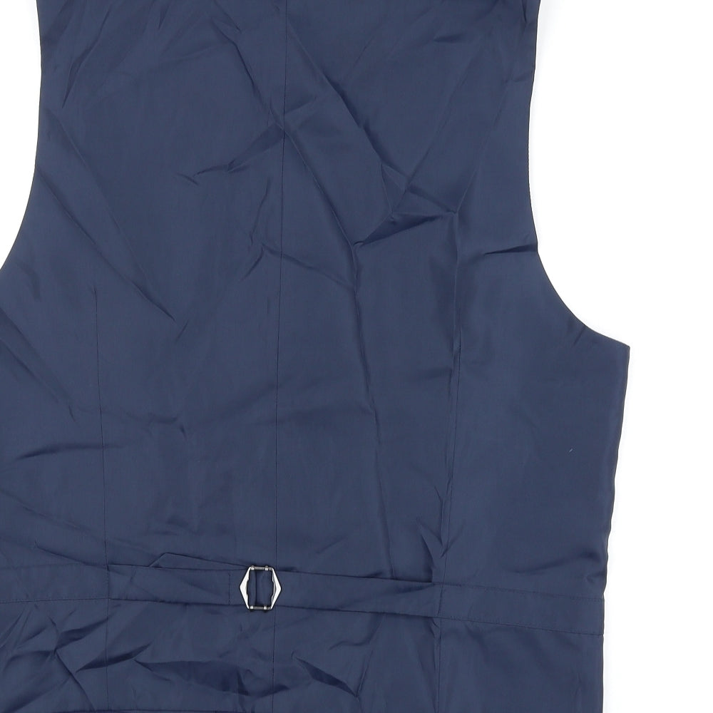 Marks & Spencer Mens Blue Polyester Jacket Suit Waistcoat Size M Regular