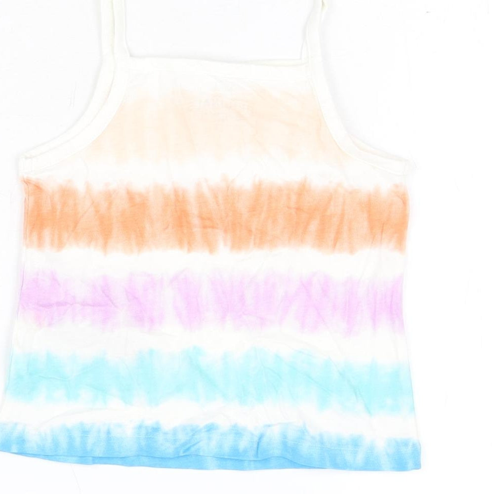Marks & Spencer Girls Multicoloured Geometric Cotton Basic T-Shirt Size 3-4 Years Square Neck Pullover - Tie Dye