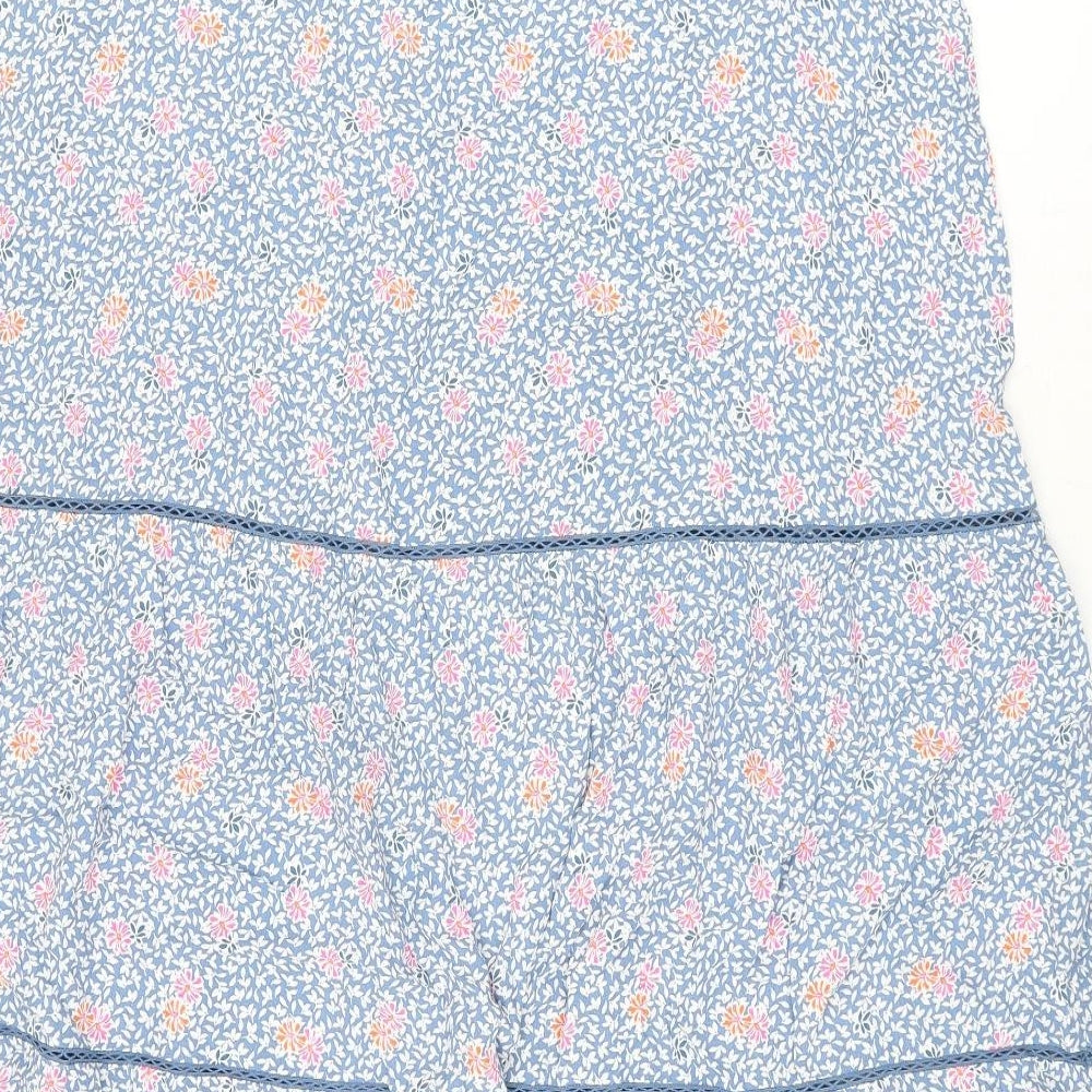 Marks & Spencer Womens Blue Floral Viscose Swing Skirt Size 20 Zip