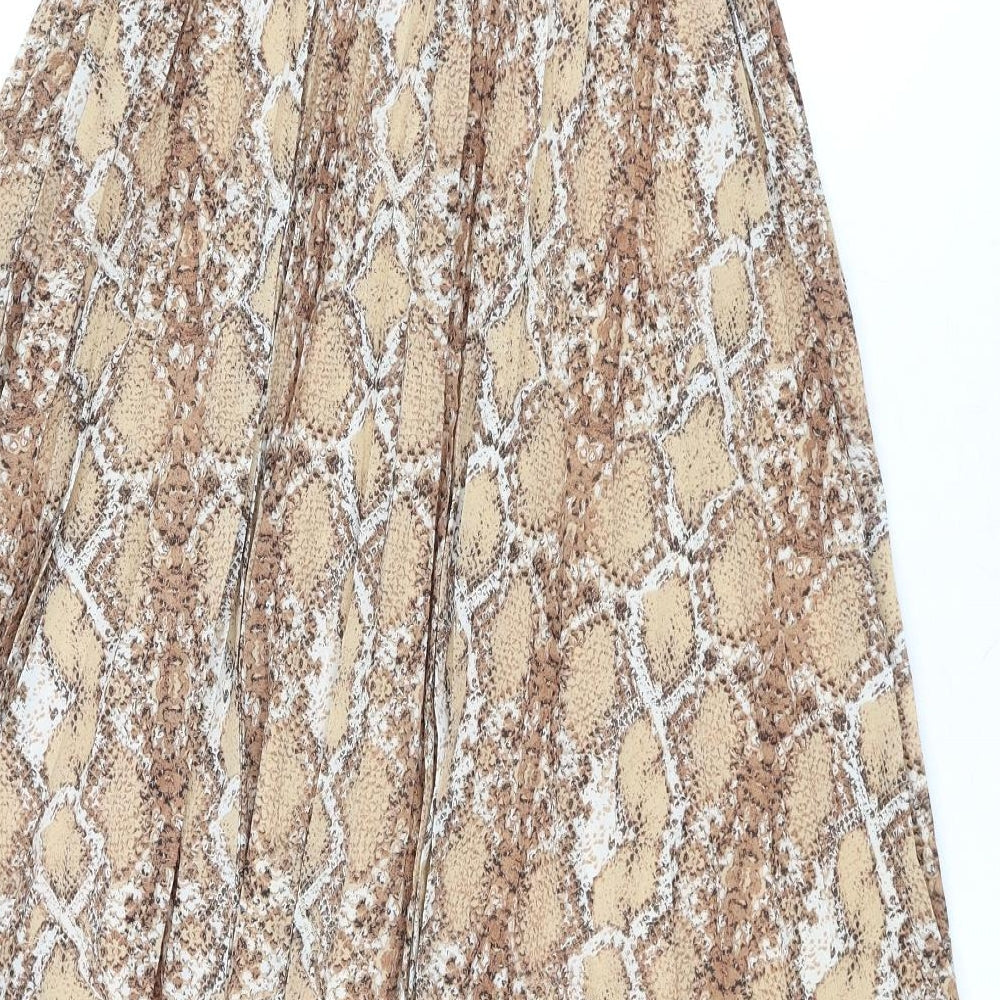 Marks & Spencer Womens Beige Animal Print Polyester Swing Skirt Size 8 - Snake Print
