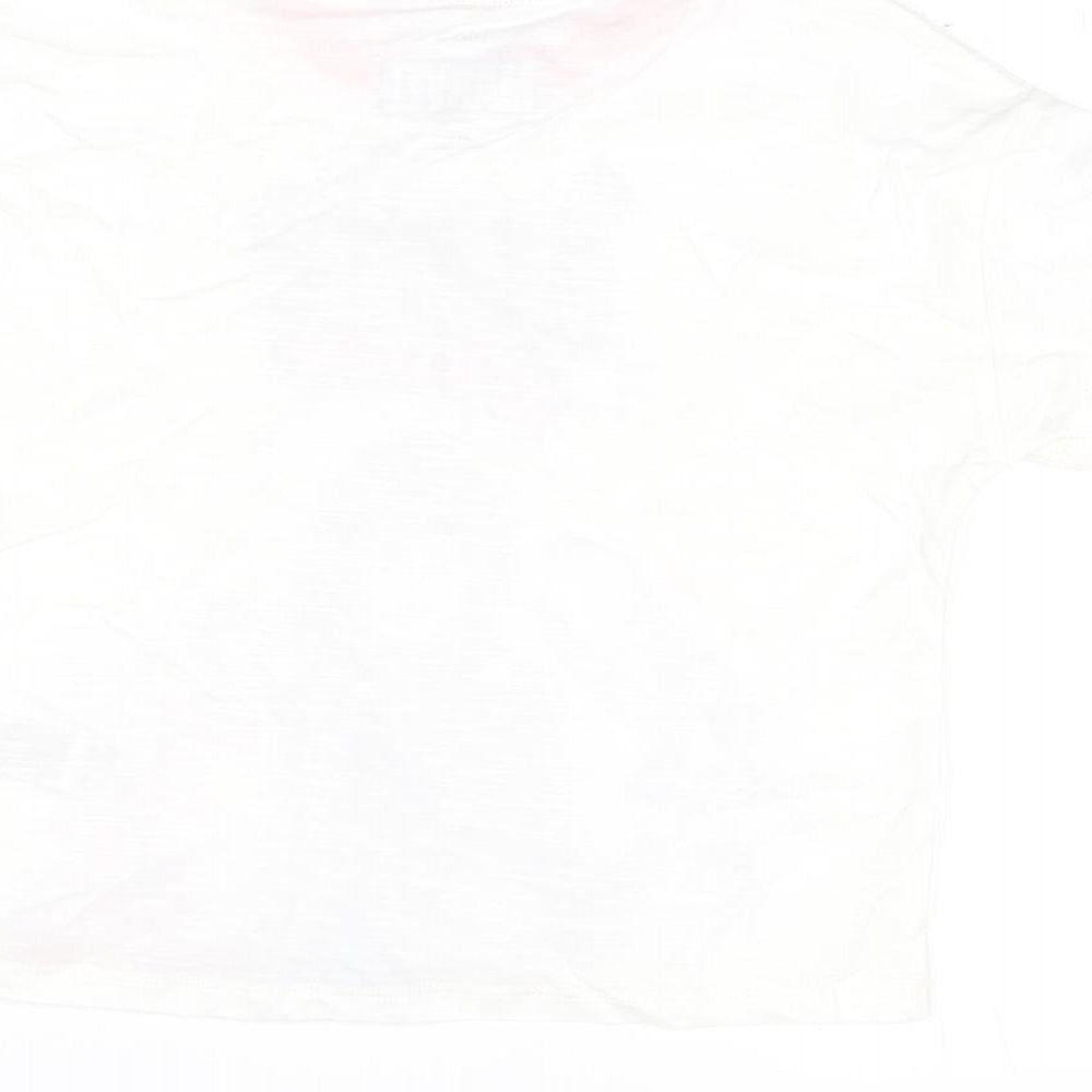 Marks & Spencer Girls White Polyester Basic T-Shirt Size 4-5 Years Round Neck Lace Up - Marvel, Hero Vibes