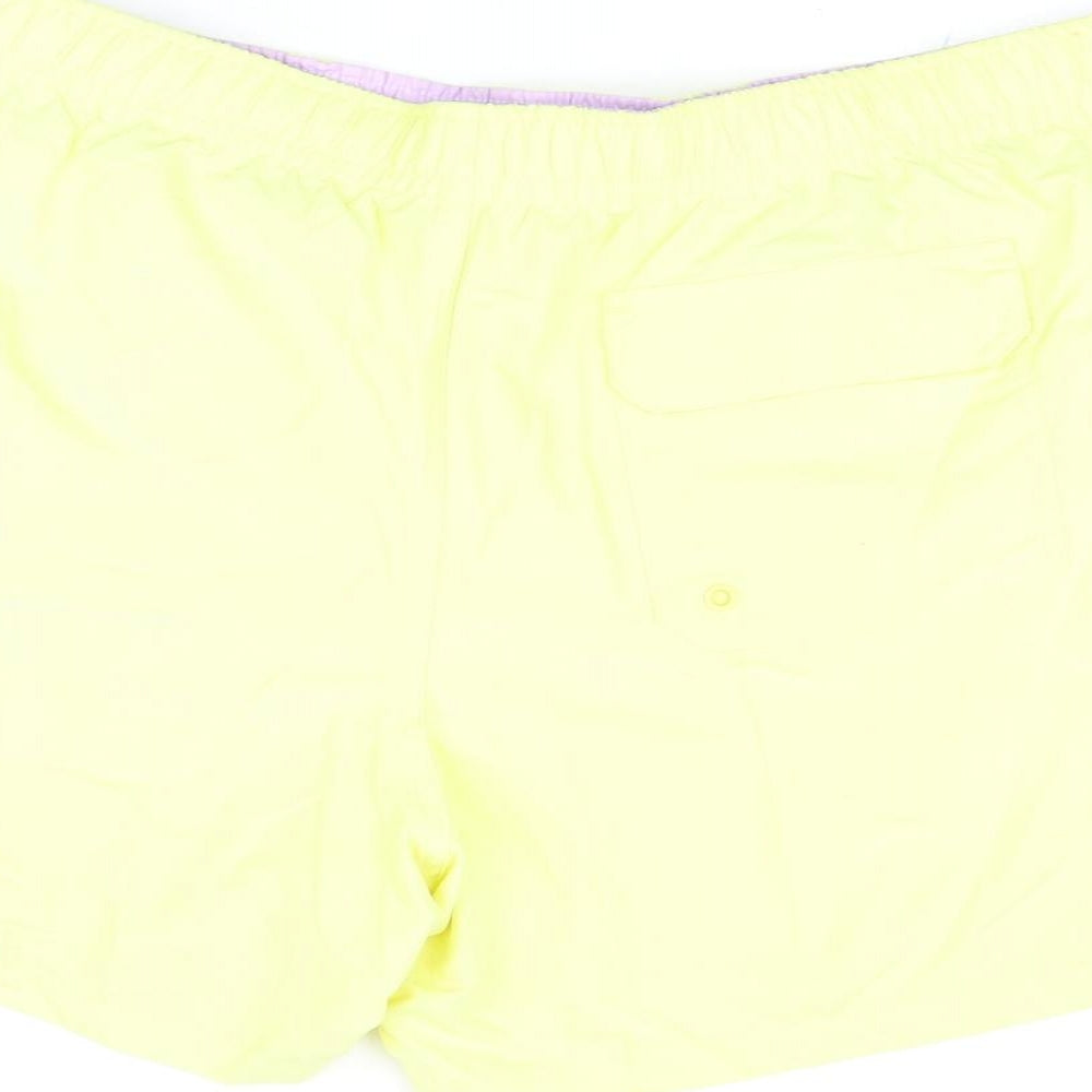 Marks & Spencer Mens Yellow Polyester Bermuda Shorts Size 2XL Regular Drawstring - Swim Shorts