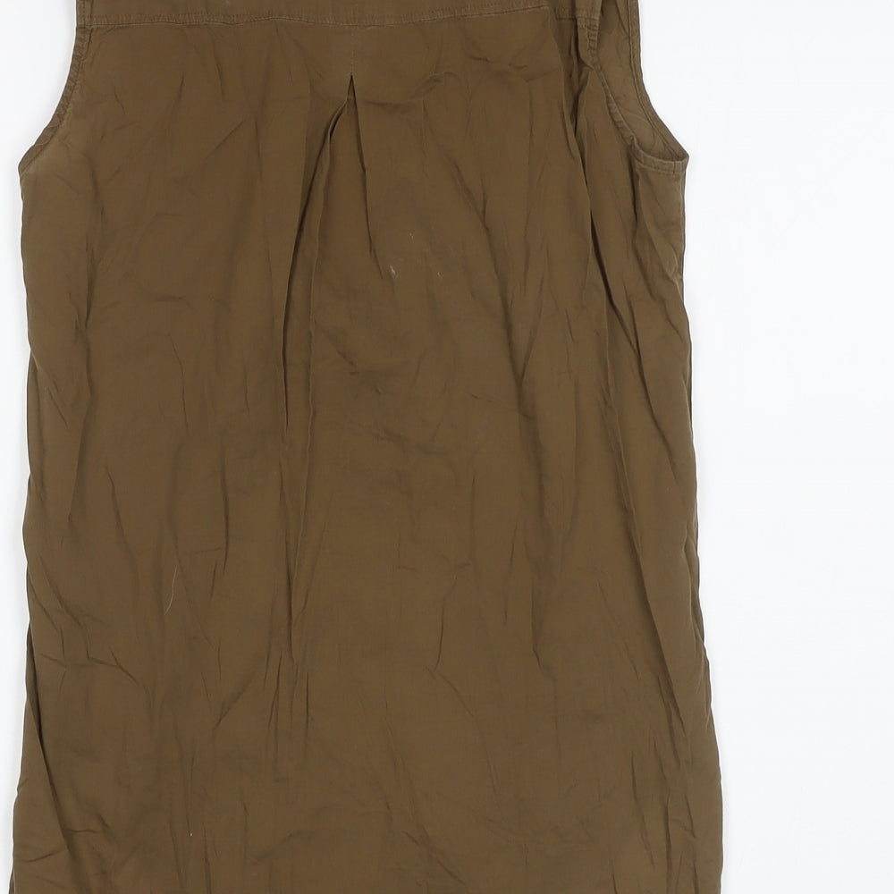 H&M Womens Brown Cotton Basic Button-Up Size 6 Collared