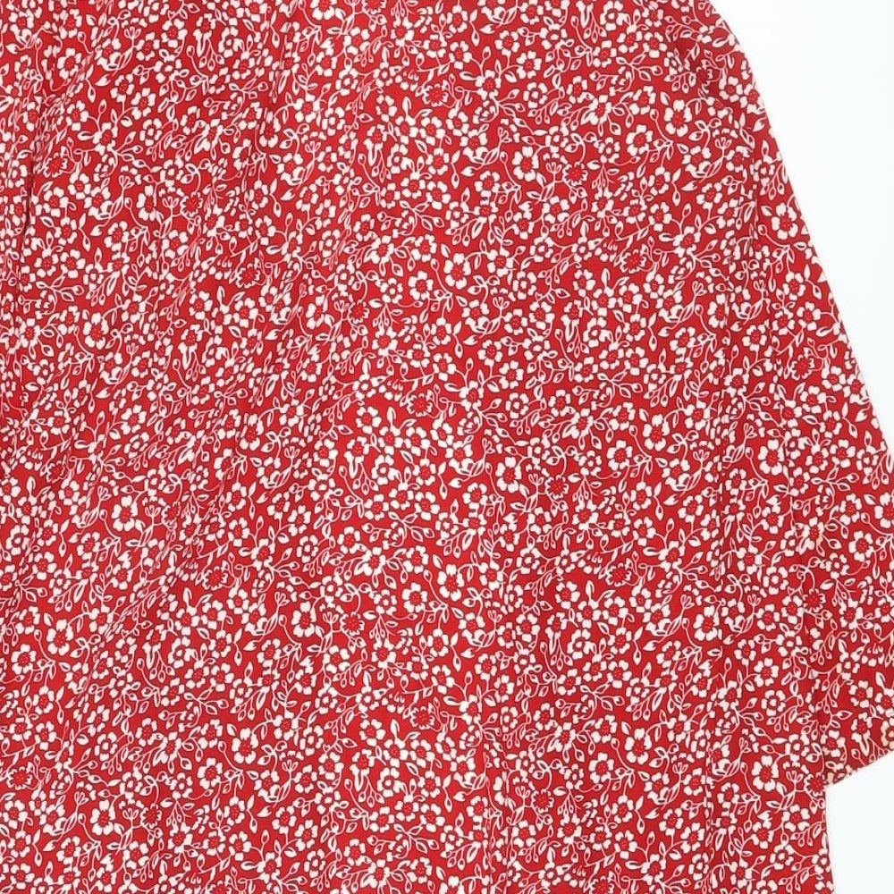 VILA Womens Red Floral Polyester Kimono Blouse Size 6 V-Neck