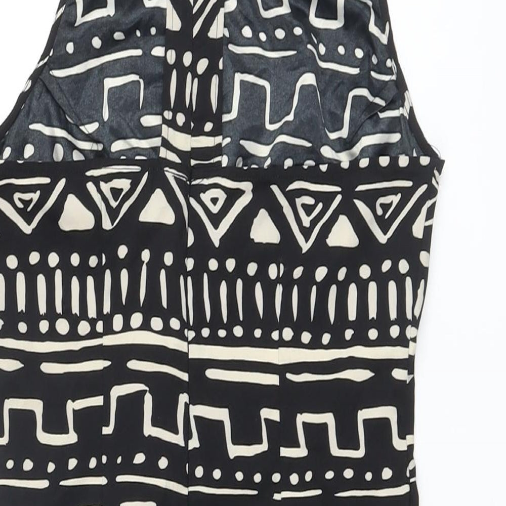 Nom & Plume Womens Black Geometric Polyester Mini Size XS Halter Zip