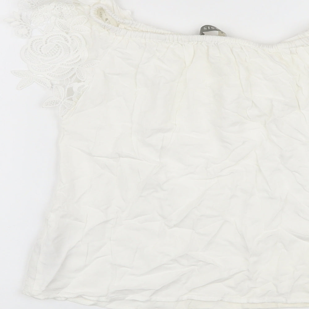 Oasis Womens White Viscose Basic Blouse Size 6 Square Neck