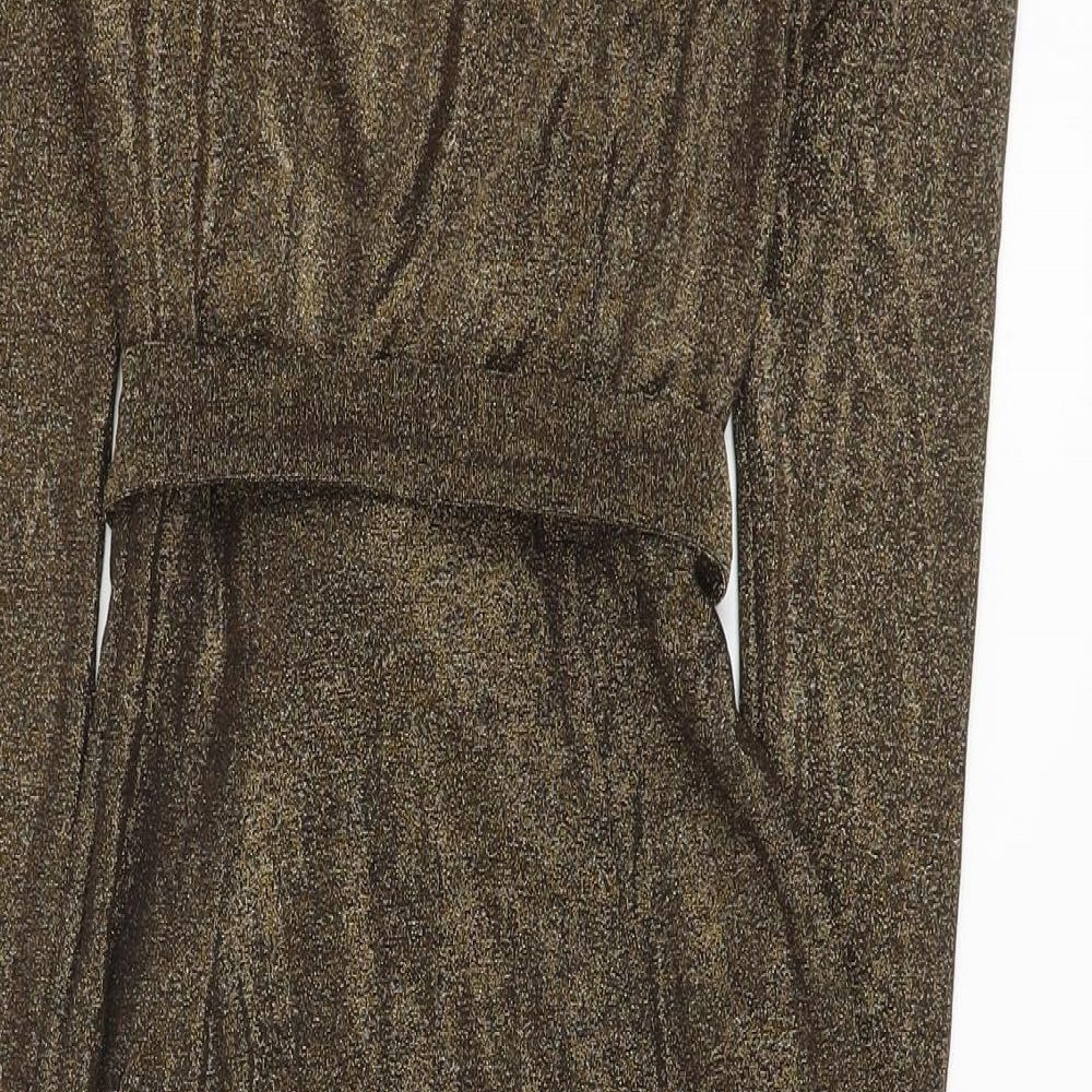 Marks & Spencer Womens Gold Polyamide Sheath Size 6 V-Neck Pullover