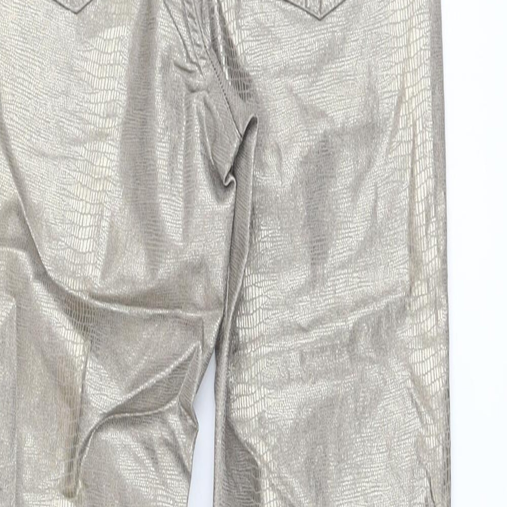Marks and Spencer Womens Gold Animal Print Cotton Jegging Trousers Size 6 L27 in Regular