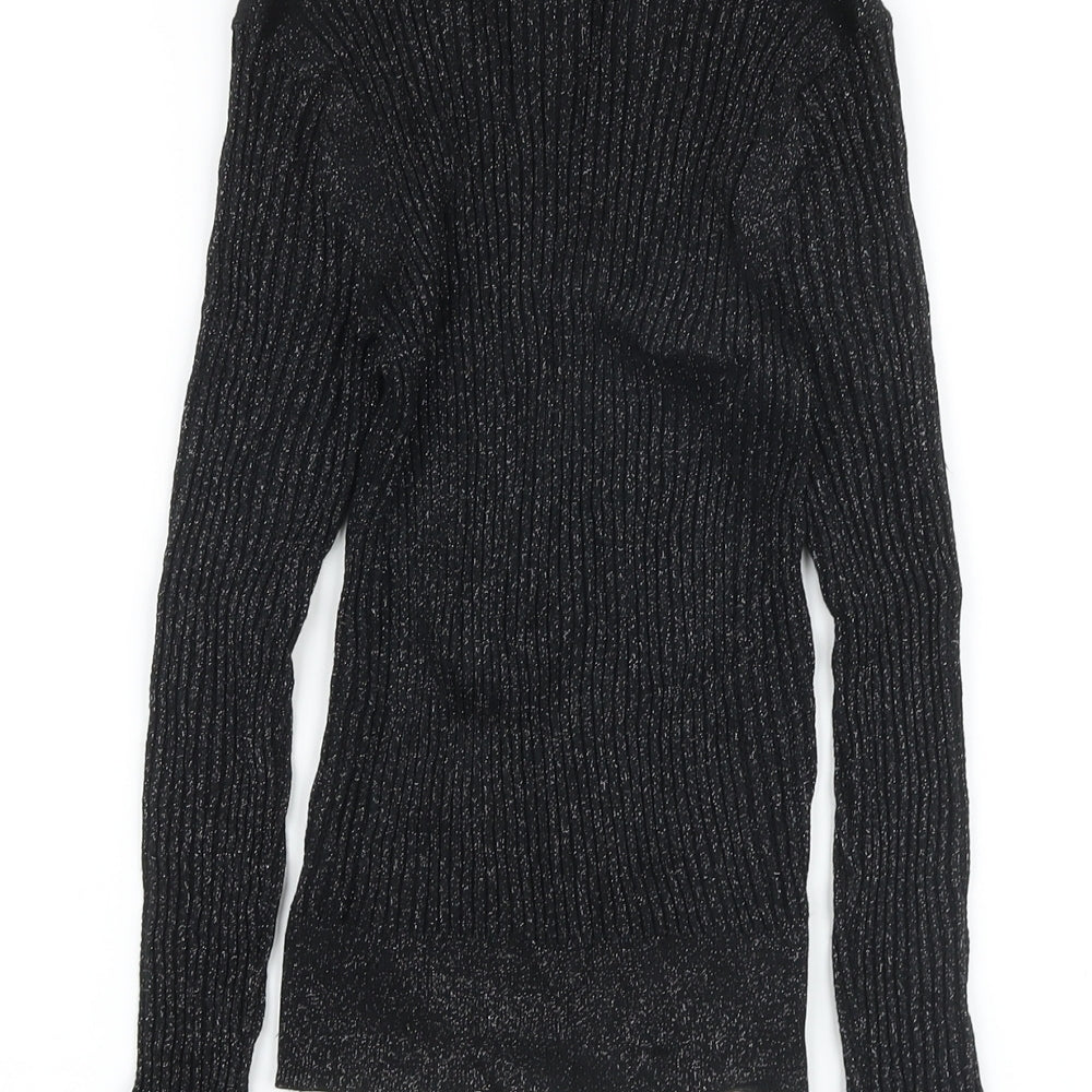 Marks & Spencer Womens Black Collared Viscose Pullover Jumper Size 6