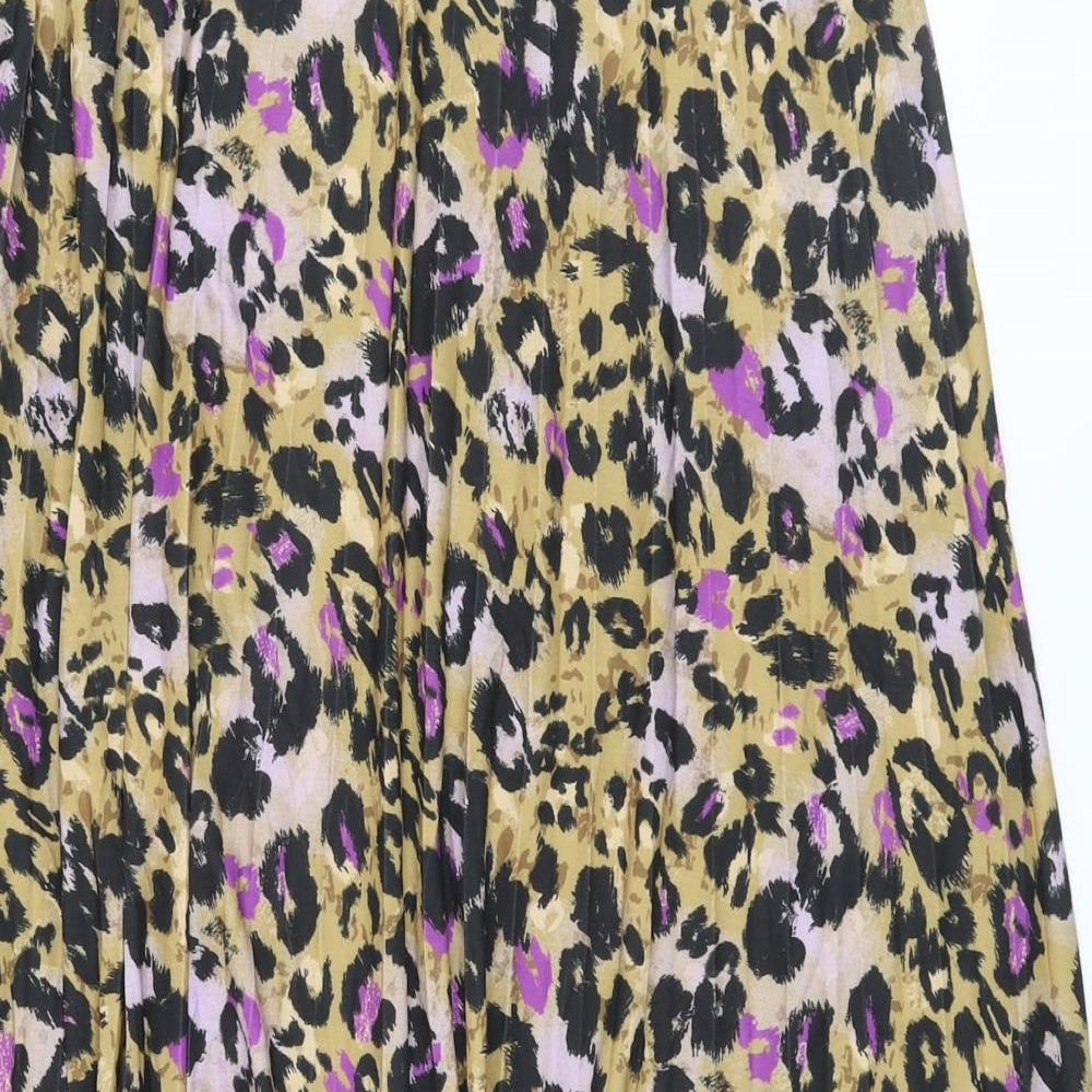 Marks & Spencer Womens Multicoloured Animal Print Polyester Pleated Skirt Size 20
