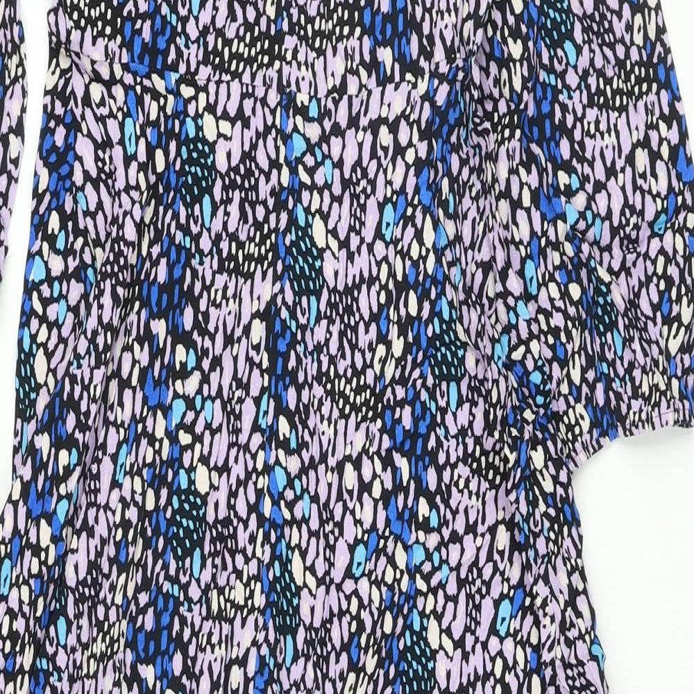 Marks & Spencer Womens Multicoloured Animal Print Viscose A-Line Size 8 Round Neck Button
