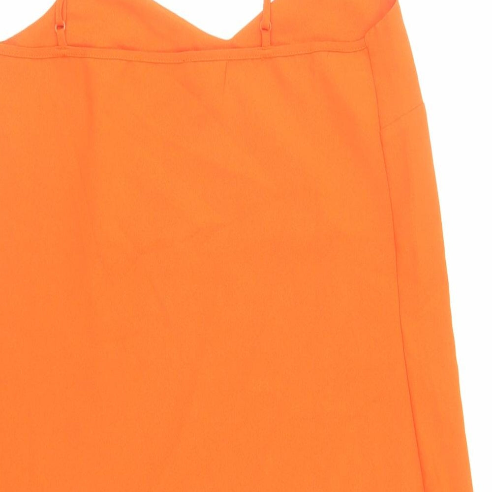Missguided Womens Orange Polyester Slip Dress Size 10 V-Neck Pullover
