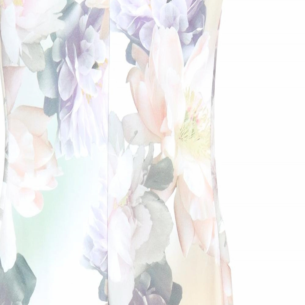 New Look Womens Multicoloured Floral Polyester Bodycon Size 8 Round Neck Zip