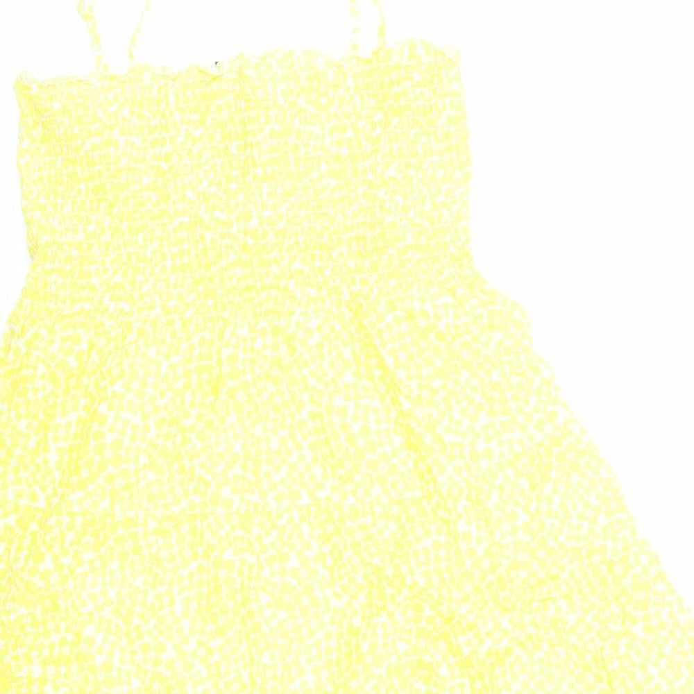 H&M Womens Yellow Floral 100% Cotton Camisole Tank Size 12 Square Neck