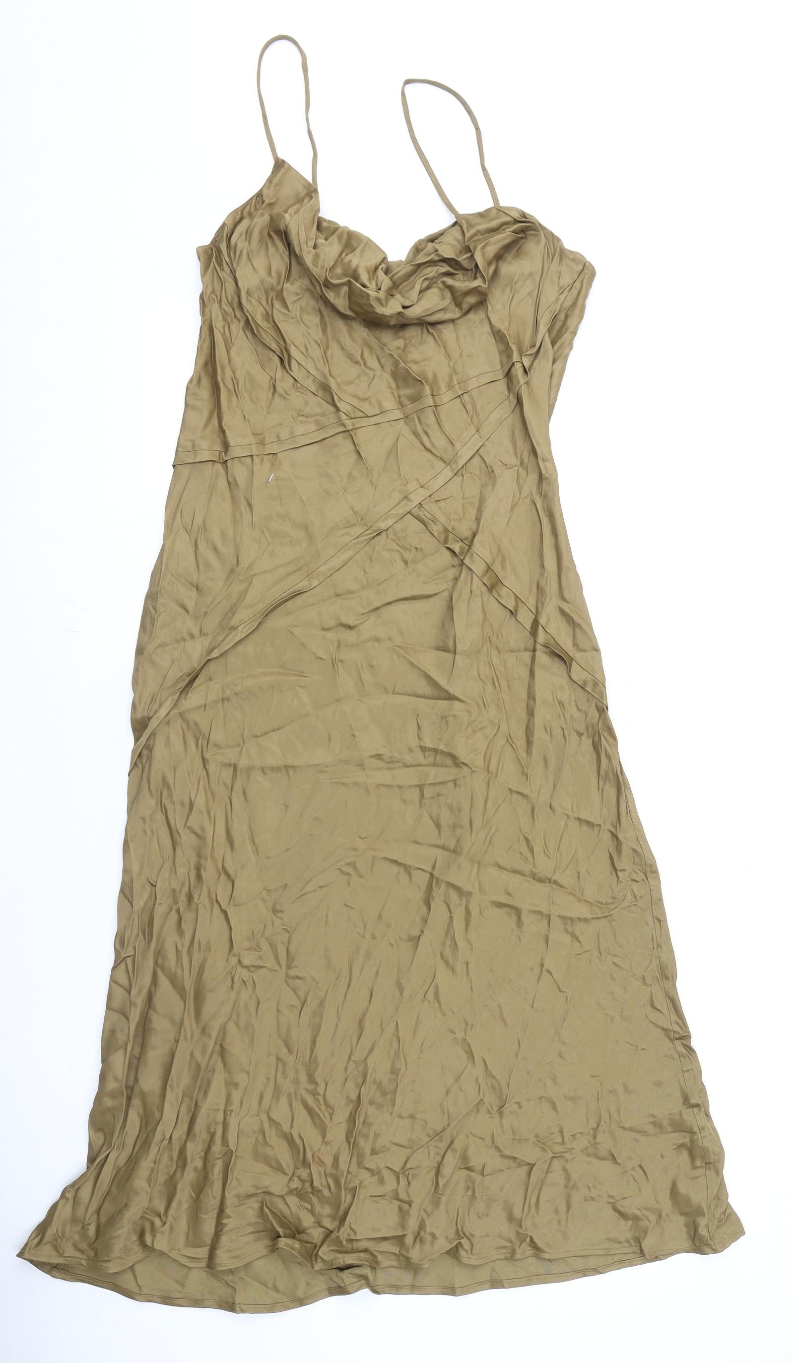 zara brown slip dress SATIN LACE DRESS - Chocolate