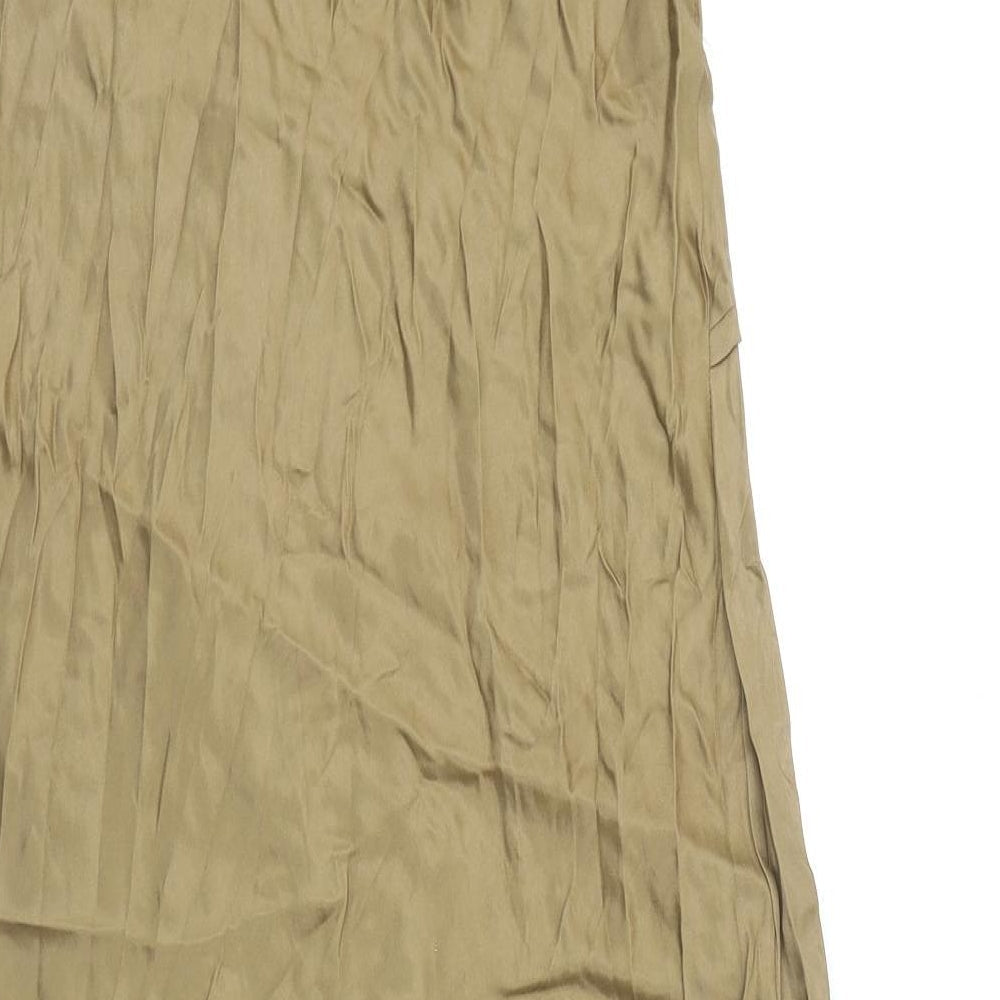 Zara Womens Brown Viscose Slip Dress Size M Cowl Neck Pullover