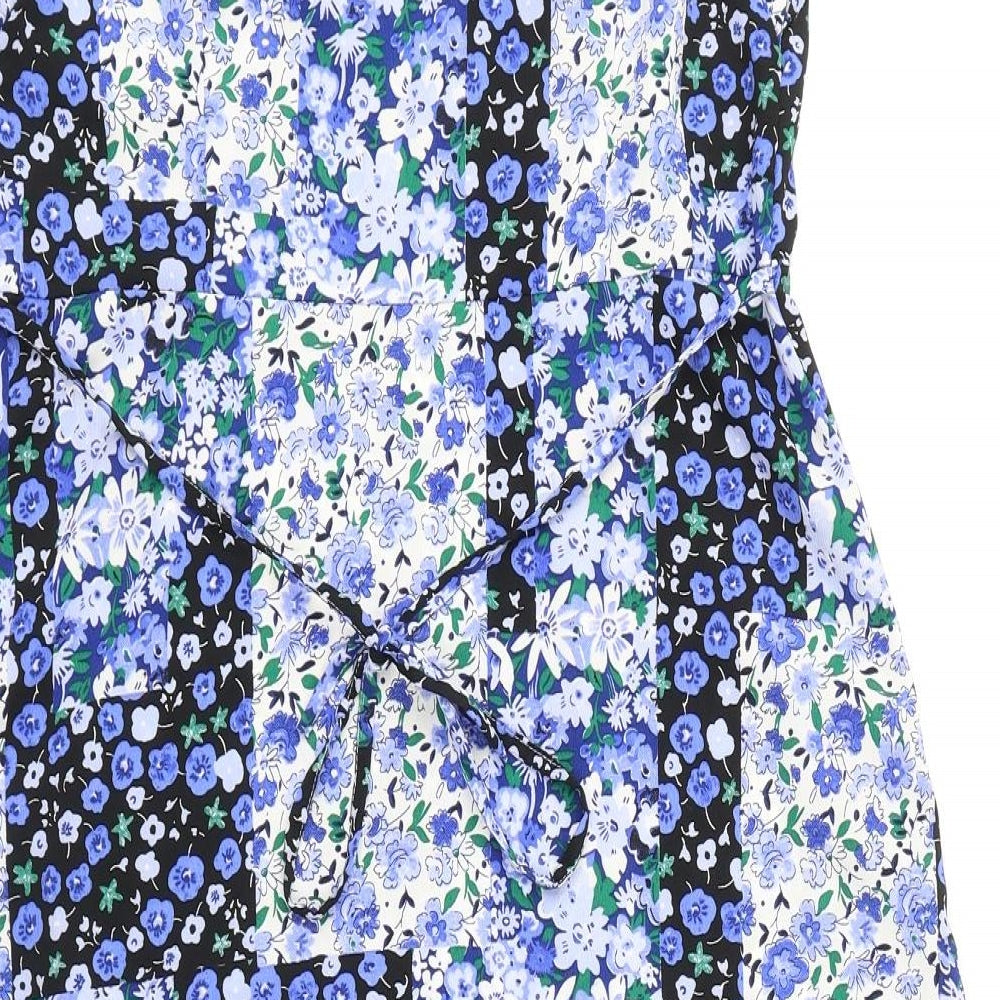 Marks & Spencer Womens Multicoloured Floral Polyester A-Line Size 12 V-Neck Pullover