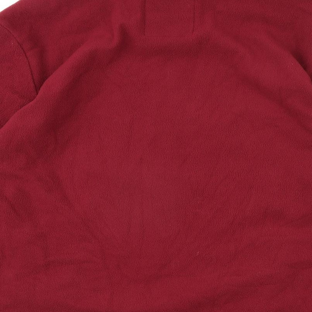 Brand and care label for Atlas men’s red jacket, size L, zip