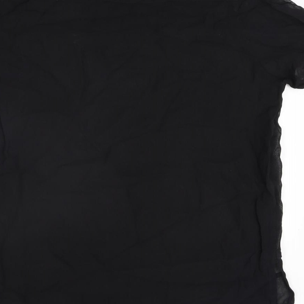 NEXT Womens Black Viscose Basic Blouse Size 10 Round Neck - Semi Sheer