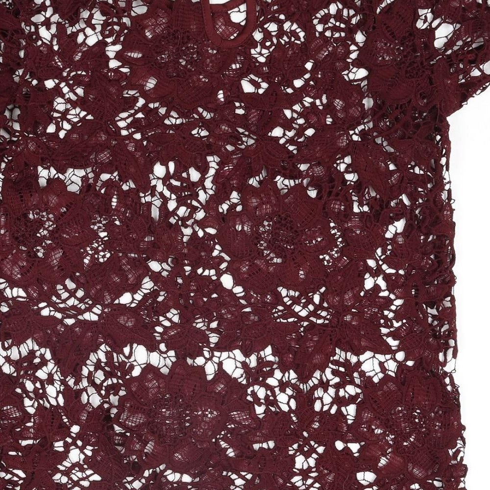 Rebellion Womens Red Polyester Basic Blouse Size M Round Neck