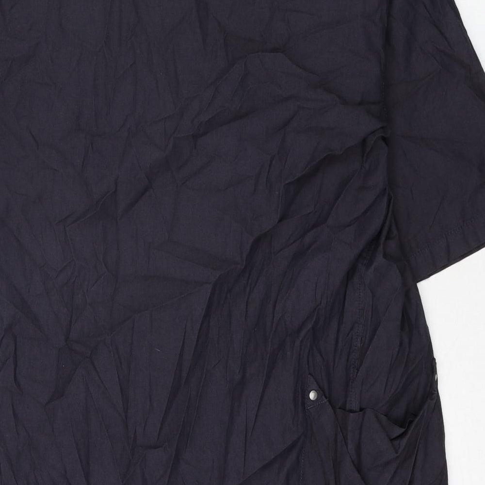 Sisley Womens Blue Cotton Shift Size S Cowl Neck Snap - Asymmetric Fastening