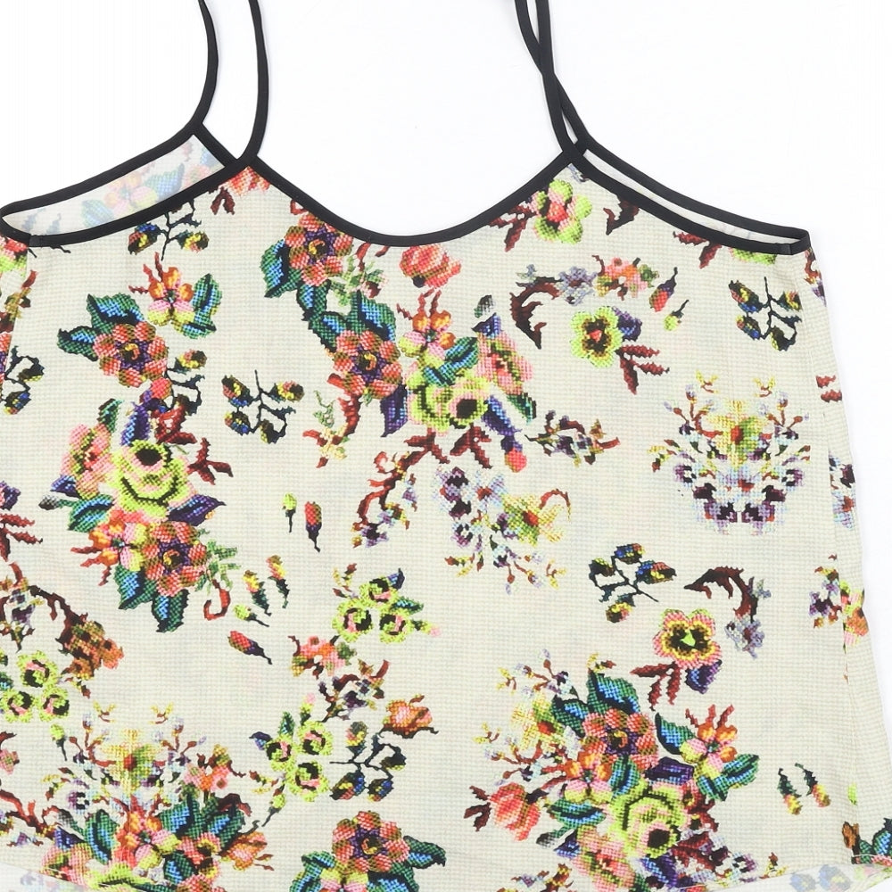 Topshop Womens Multicoloured Floral Polyester Camisole Blouse Size 10 Scoop Neck - Pixilated