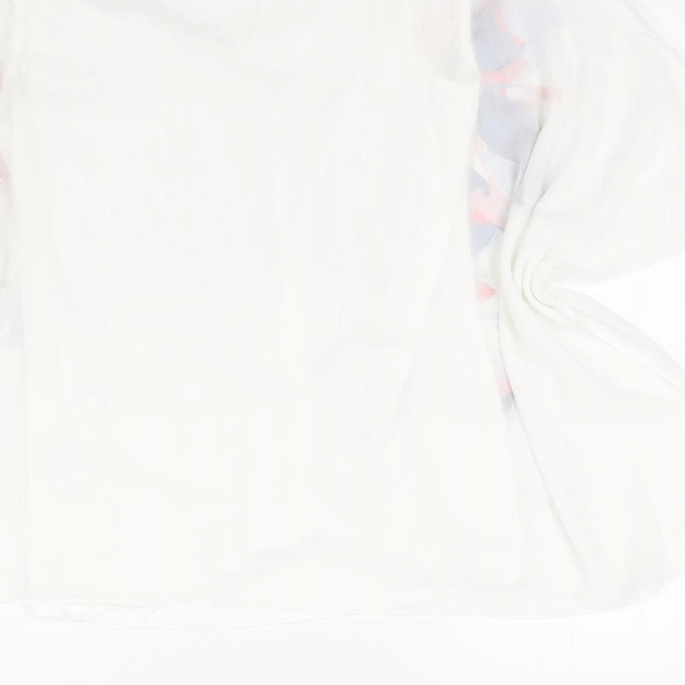 Roman Womens White Polyester Basic Blouse Size 10 V-Neck - Floral Print