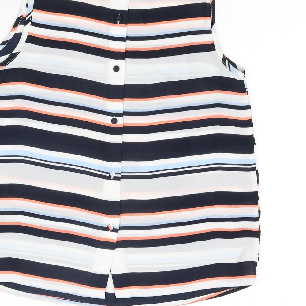 New Look Womens Multicoloured Striped Polyester Camisole Blouse Size 8 Round Neck
