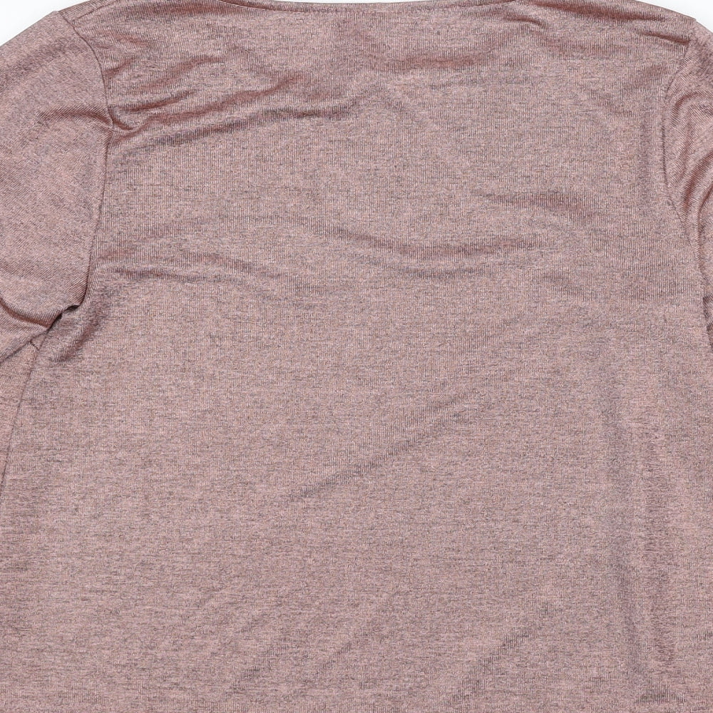 Arcadia Womens Pink Polyester Basic Blouse Size 14 Round Neck