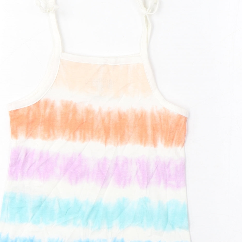 Marks & Spencer Girls Multicoloured Striped Cotton Camisole Tank Size 2-3 Years Square Neck Pullover